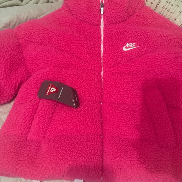 Women's Pink Teddy Bear Sportswear Therma-Fit Synthetic Fill High-Pile Jacket Hy - Picture 3 of 3